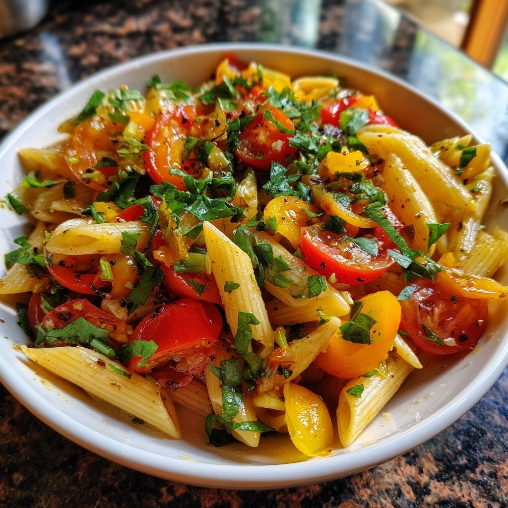 Mediterraner Nudelsalat Mit Tomaten