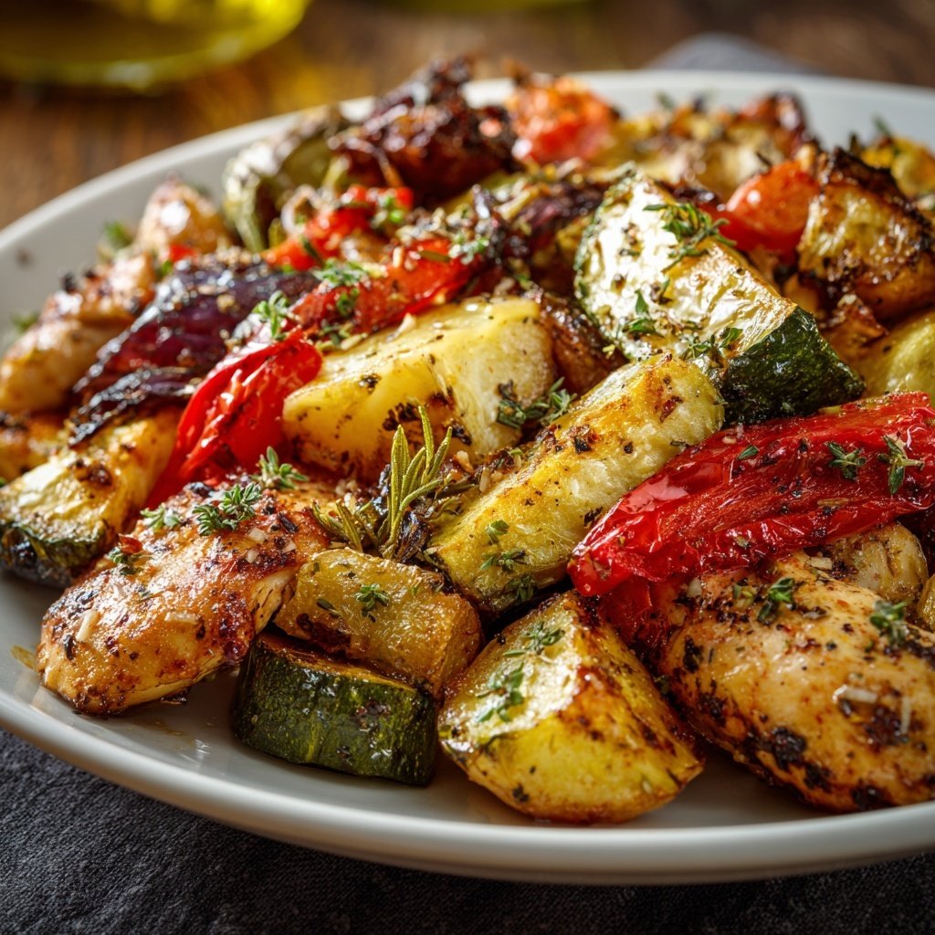 Kalorienarmes Ofengemüse Mit Hähnchen