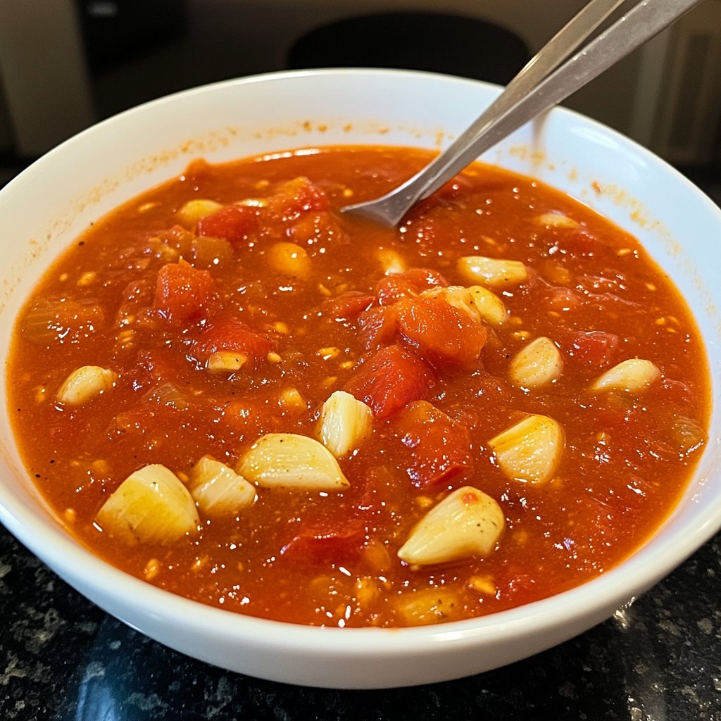Tomatensuppe mit Knoblauch