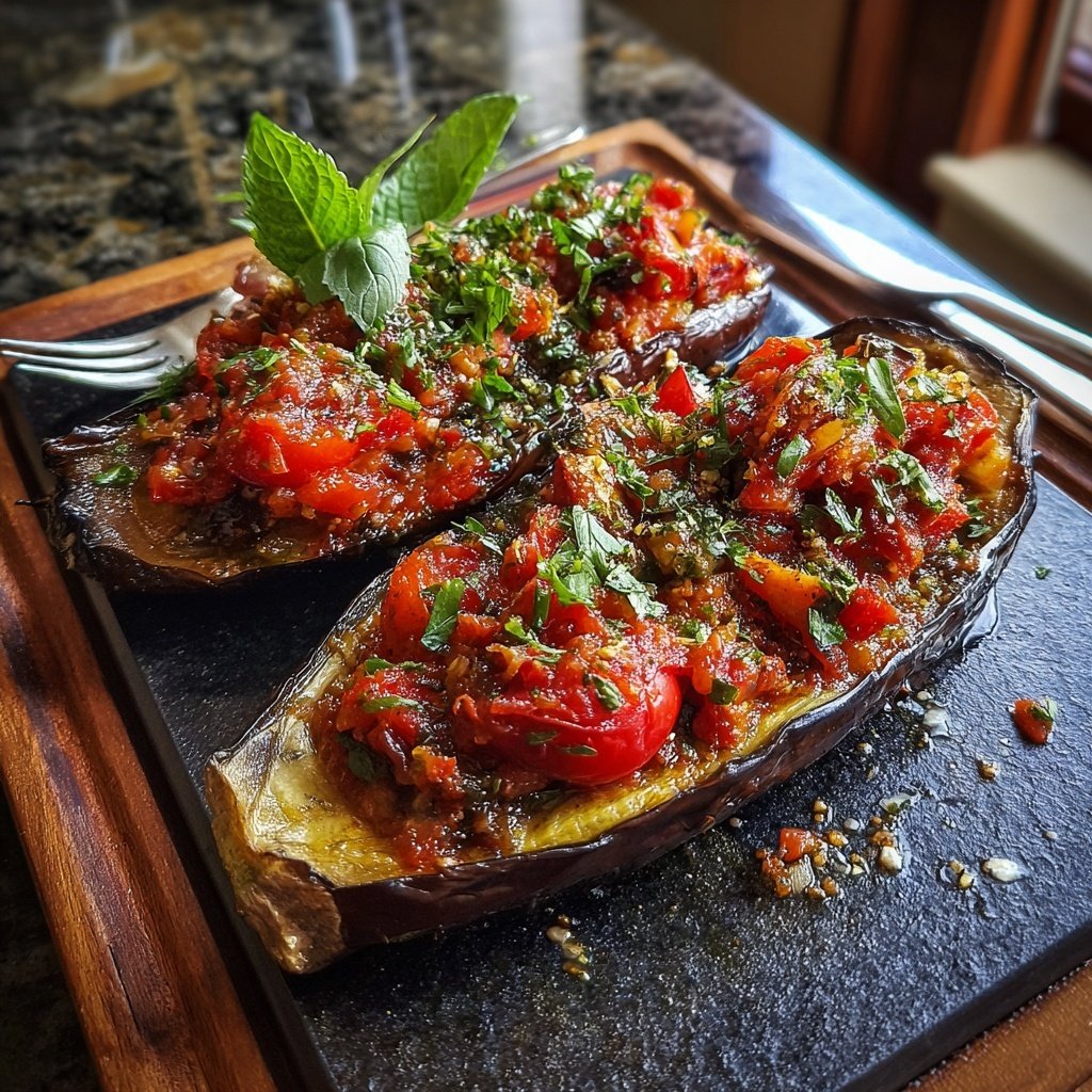 Gefüllte Auberginen mit Tomaten