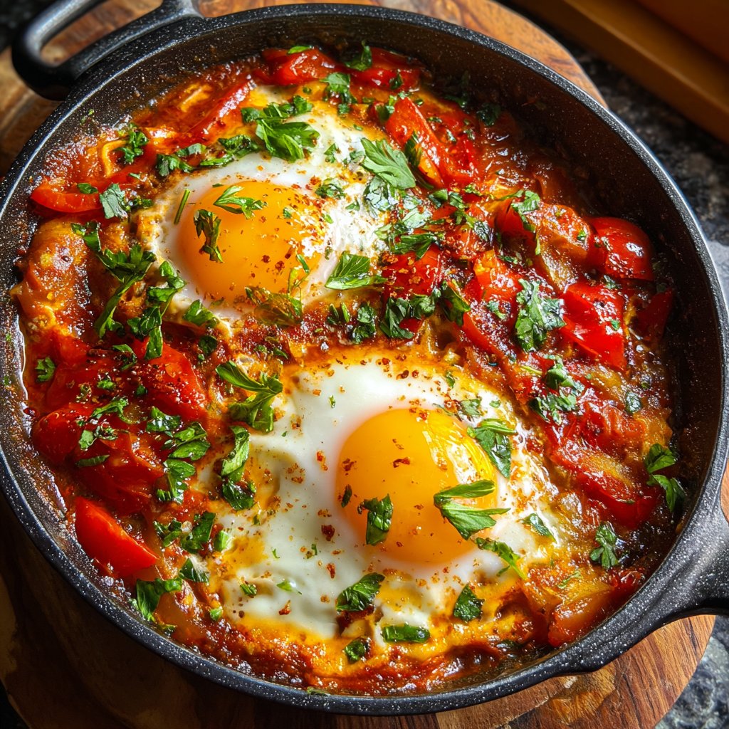 Shakshuka mit Tomaten und Paprika