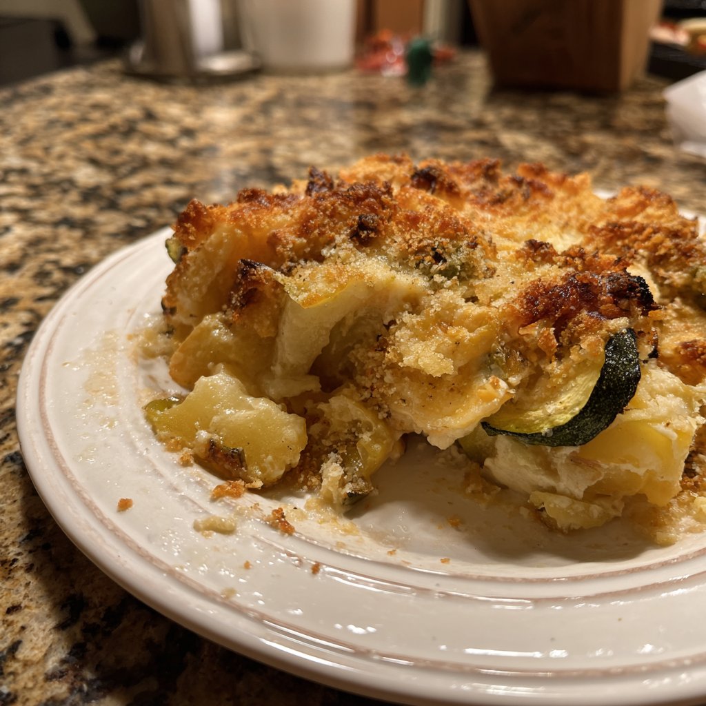 Abendessen mit cremigem Gemüsegratin